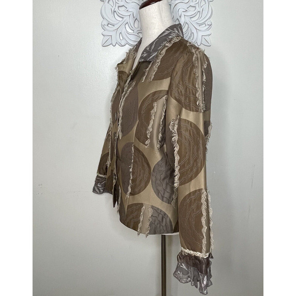 TAYLOR G Dallas Texas size MEDIUM Jacket Embroidered Layered Sleeves USA BRONZE - Picture 8 of 15